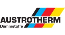 Logo der Marke Astrotherm: Vier schräge Striche in schwarz, blau, rot und gelb - Davor steht in großer Schrift der Name